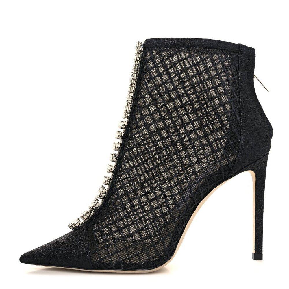 AUTHENTIC Jimmy Choo BING Crystal Jewel Mesh Glitter Bootie Ankle Boots Heels